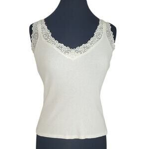 VTG August Silk White Lace Camisole S Y2K Romantic VTG Cottagecore Fairy Basics
